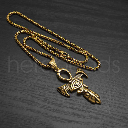 Egyptian Eye of Horus Ankh Cross 304 Stainless Steel Pendant Box Chain Necklaces for Men FS-WG917EC-02-1