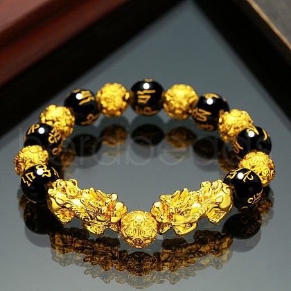 Glass Round Bead Stretch Bracelets WG0941C-09-1