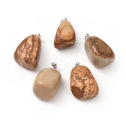 Natural Picture Jasper Pendants X-G-k302-B18-1