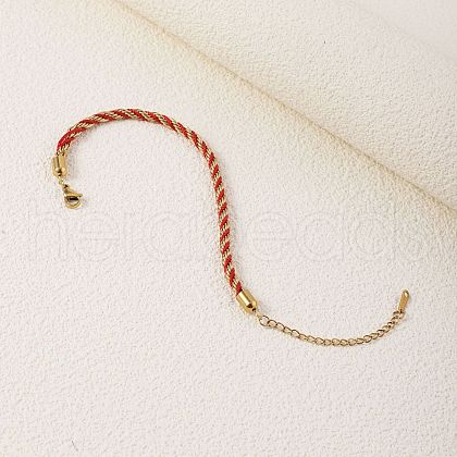Twisted Nylon Cord Bracelets for Women BJEW-V007-01G-05-1