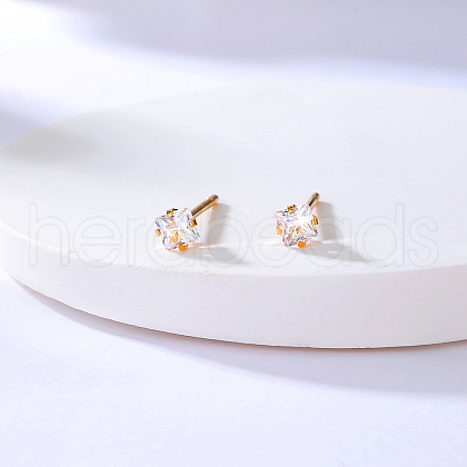 Square Stainless Steel Stud Earrings ZA1233-1