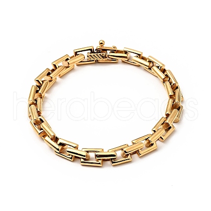 Ion Plating(IP) 304 Stainless Steel Rectangle Link Chain Bracelet for Men Women BJEW-E009-04G-1