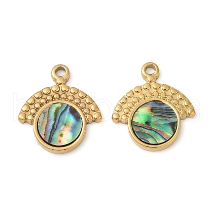304 Stainless Steel Natural Paua Shell Pendants STAS-L288-03G-01-1