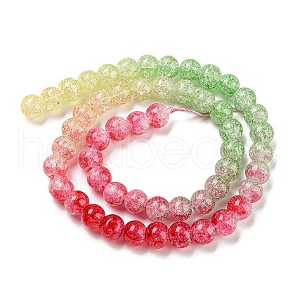 Spray Painted Crackle Glass Beads Strands DGLA-C002-8mm-06-1