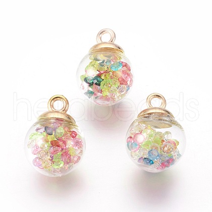 Transparent Glass Bottle Pendants GLAA-L018-02-1