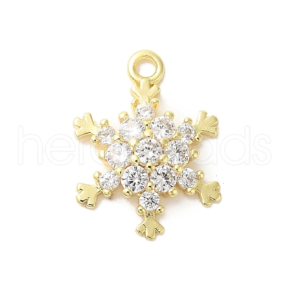 Christmas Theme Brass Micro Pave Cubic Zirconia Charms KK-P278-06G-1