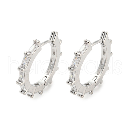 Brass with Cubic Zirconia Hoop Earrings EJEW-G363-09P-1