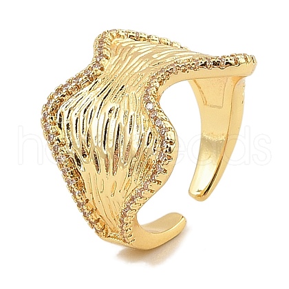 Brass Micro Pave Cubic Zirconia Cuff Rings RJEW-S392-20G-1