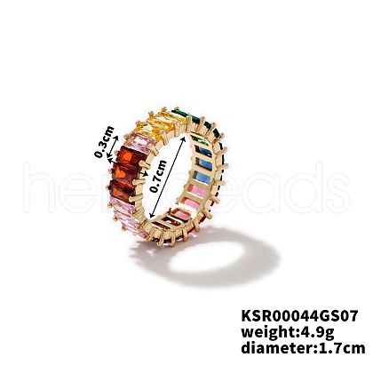 Colorful Plaid Rock Brass Glass Ring JV4971-1-1