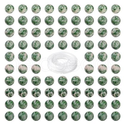 100Pcs 8mm Natural Green Spot Jasper Round Beads DIY-LS0002-60-1