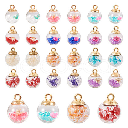 48Pcs 12 Styles Transparent Glass Globe Pendants GLAA-TA0001-30-1