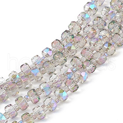 Transparent Electroplate Glass Beads Strands EGLA-F153-HR01-1