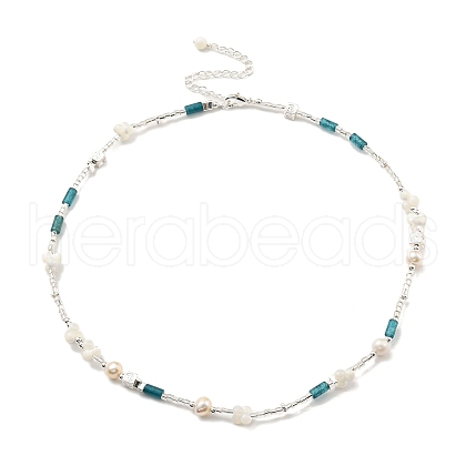 Mother's Day Jewellery Natural Pearl & Natural Gemstone Beaded Necklaces NJEW-M214-09P-1