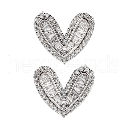 Rack Plating Heart Brass Stud Earrings EJEW-N055-37P-RS-1