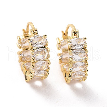Cubic Zirconia Oval Hoop Earrings EJEW-F298-21G-03-1