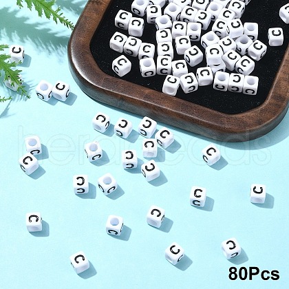 Acrylic Horizontal Hole Letter Beads OACR-YW0002-08C-1