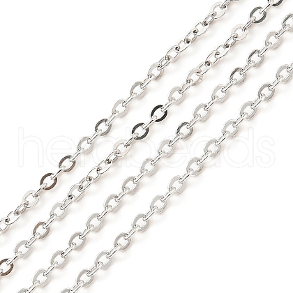 Anti-Tarnish Rhodium Plated 925 Sterling Silver Flat Cable Chains STER-F052-04P-1