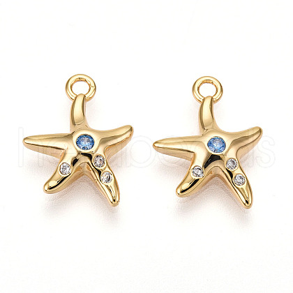 Brass Micro Pave Cubic Zirconia Charms KK-N261-99G-1