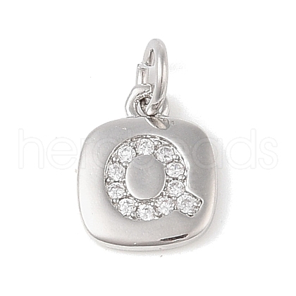 Rack Plating Brass Micro Pave CLear Cubic Zirconia Charms KK-E110-14P-Q-1
