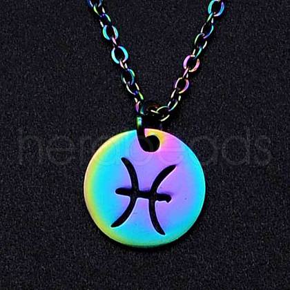 Rainbow Color Stainless Steel Constellation Pendant Necklace for Women ZODI-PW0001-039L-1