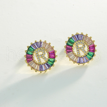 Brass Colorful Cubic Zirconia Stud Earrings WG39B88-18-1