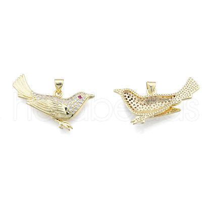 Brass Micro Pave Clear Cubic Zirconia Pendants ZIRC-N039-270-1