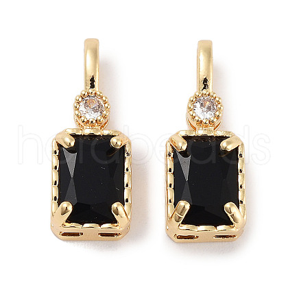 Brass Micro Pave Cubic Zirconia Pendants KK-C051-54G-01-1