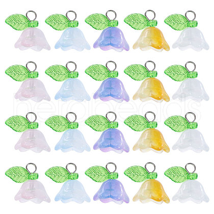 CHGCRAFT 100Pcs 10 Colors Glass Flower of Life Charms FIND-CA0009-01-1