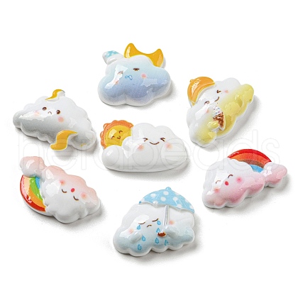 Weather Theme Opaque Resin Cabochons RESI-Q227-08-1