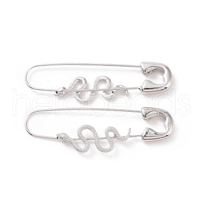 Alloy Safety Pin with Snake Hoop Earrings for Women EJEW-E176-01P-1