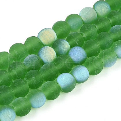 Frosted Transparent Glass Beads Strands GLAA-T032-T6mm-MBB07-1