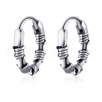 316 Stainless Steel Thorns Hoop Earrings for Men Women EJEW-SZ0001-96-1