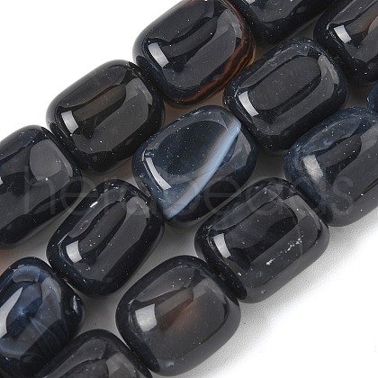 Natural Black Agate Beads Strands G-H295-F01-14-1
