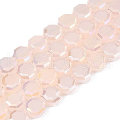 Electroplate Opaque Solid Color Glass Beads Strands EGLA-N002-27-B05-1