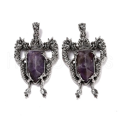 Natural Amethyst Faceted Big Pendants G-L524-04AS-01-1