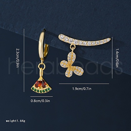 S925 Sterling Silver Butterfly & Fan Earring Sets PU6177-1-1
