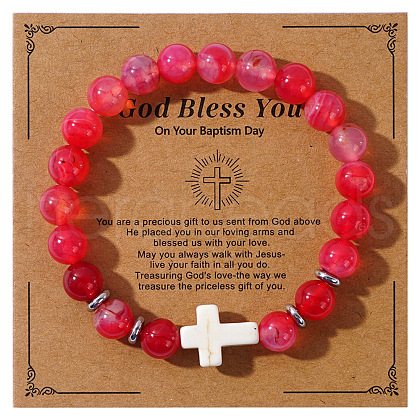 Natural Ruby Beads Stretch Bracelets for Women Men QT3282-12-1