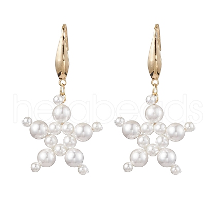 Star Shell Pearl Dangle Earrings EJEW-TA00493-1