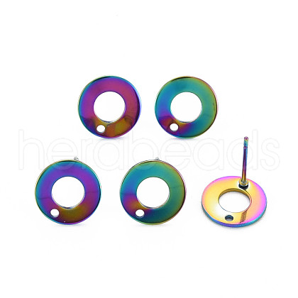 Rainbow Color 304 Stainless Steel Stud Earring Findings STAS-N098-019-1