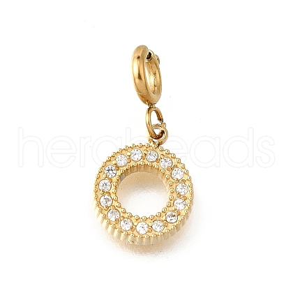 Ring 304 Stainless Steel Rhinestone Pendant Decorations STAS-H202-09G-1