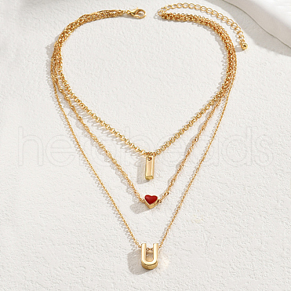 Iron Cable Chains 3 Layer Necklaces AX4550-1