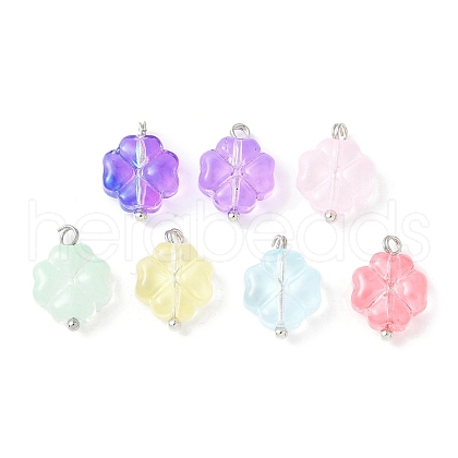 7Pcs 7 Colors Transparent Spray Painted Glass Charms PALLOY-JF03518-02-1