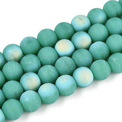 Frosted Opaque Glass Beads Strands GLAA-T032-P8mm-MBB12A-1