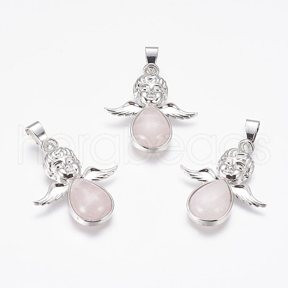 Natural Rose Quartz Pendants G-G651-E05-1