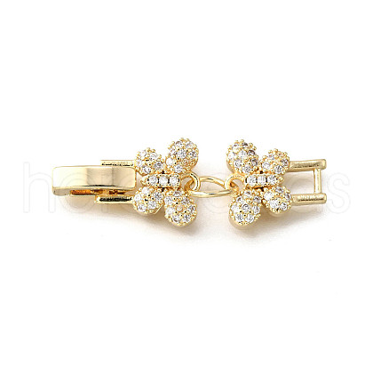Brass Micro Pave Clear Cubic Zirconia Fold Over Clasps KK-R222-07G-1