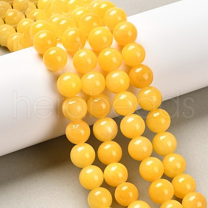 Natural Yellow Jade Beads Strands X-JBR10mm-7-1