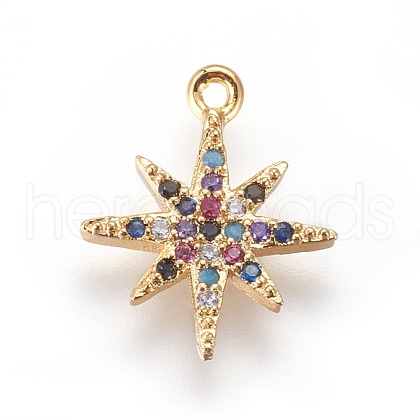 Brass Cubic Zirconia Charms KK-O119-07G-1