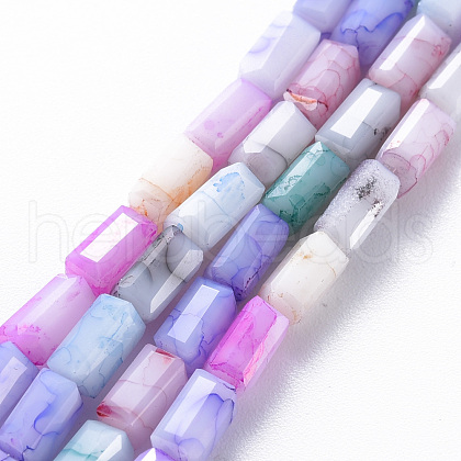 Opaque Baking Painted Crackle Glass Beads Strands X-EGLA-T008-18I-1