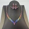 Horse Eye Alloy Rhinestone Chain Necklaces & Stud Dangle Earrings Sets FS-WG777BF-01-2