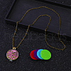 Alloy Heart Flower Hollow Diffuser Locket Pendant Necklaces with Colorful Plush Aromatherapy Pad Inside GA8791-3